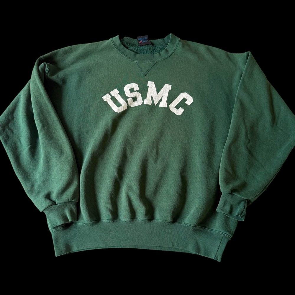 80's Soffe USMC Sweatshirt XL Green Officer Candidates School Crewneck‎ USA Made